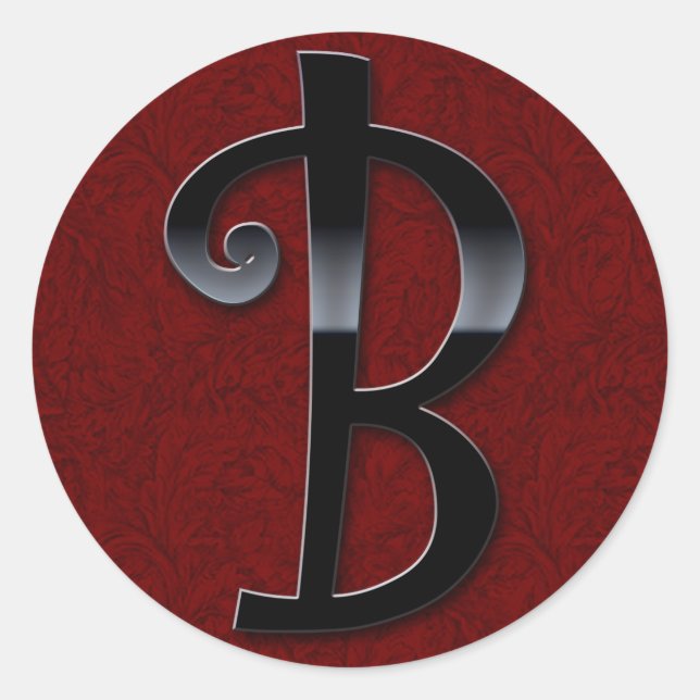 Schwarze Gloss Monogram - B Runder Aufkleber (Vorderseite)