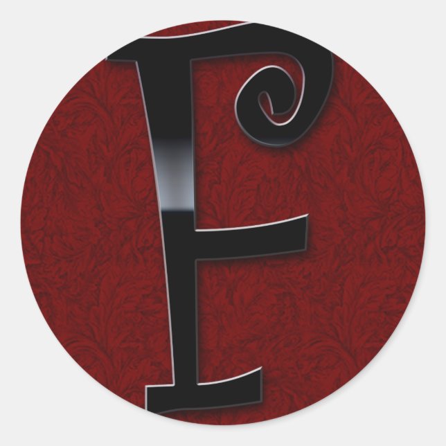 Schwarze Gloss Monogram - F Runder Aufkleber (Vorderseite)