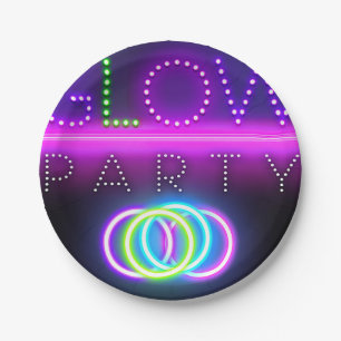 Schwarze Glow-Party Neonlichter Geburtstagsfeier Pappteller