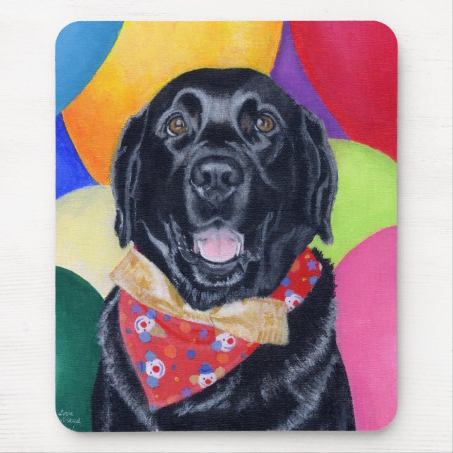 Schwarze glückliche Birthay Malerei Labradors Mousepad (Vorne)