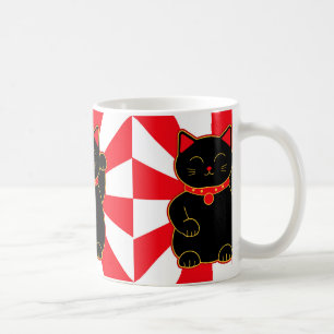 Schwarze glückliche Katze Kaffeetasse
