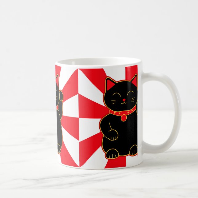 Schwarze glückliche Katze Kaffeetasse (Rechts)