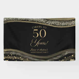 Schwarze Gold-Achat 50. Hochzeitstag-Party Banner