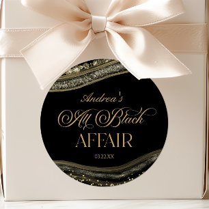 Schwarze Gold-Achat-All-Black-Party-Geburtstagsfei Runder Aufkleber