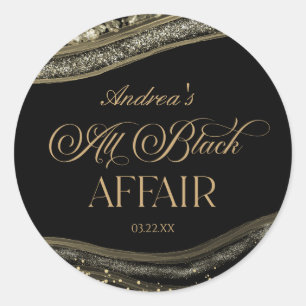 Schwarze Gold-Achat-All-Black-Party-Geburtstagsfei Runder Aufkleber