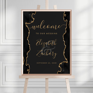 Schwarze Gold-Achat-Geode 18x24 Hochzeitsbegrüßung Poster