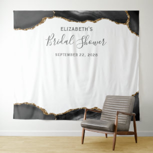 Schwarze Gold-Achat-Junggesellinnen-Abschied-Foto  Wandteppich