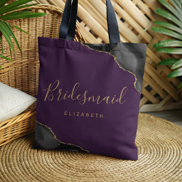 Schwarze Gold-Achat-Lila-Brautjungfer