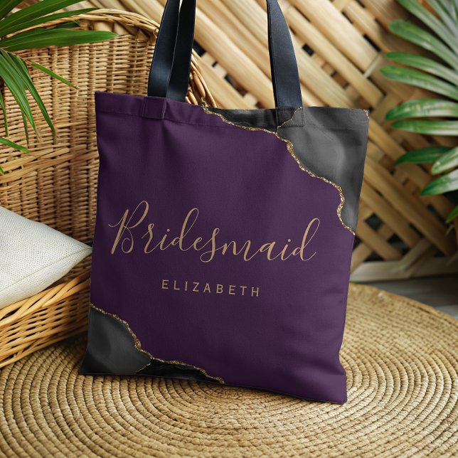 Schwarze Gold-Achat-Lila-Brautjungfer (Von Creator hochgeladen)