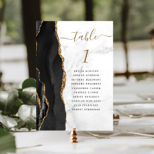 Schwarze Gold-Achat Weiße Marmor Hochzeit Tischnummer