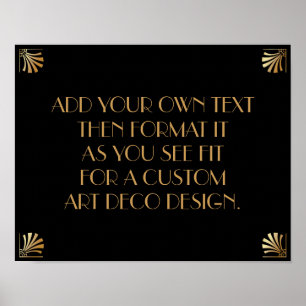 Schwarze Gold Art Deco Benutzerdefiniertes DIY-Hoc Poster