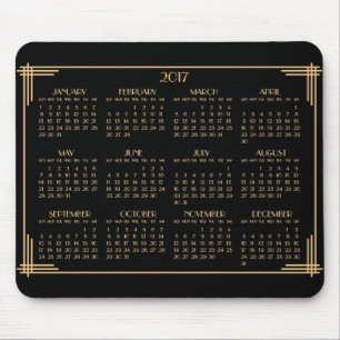 Schwarze Gold Art Deco-Kalender 2017-Mauspad Mousepad