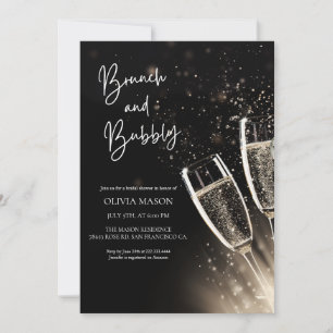 Schwarze Gold-Brunch- und Champagner-Junggesellinn Einladung