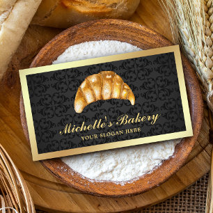 Schwarze Gold-Butter-Croissant-Bäckerei Visitenkarte