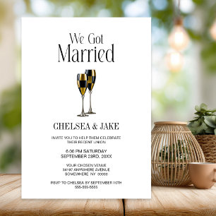 Schwarze Gold Champagnergläser Hochzeit After-Part Einladung