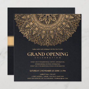 SCHWARZE GOLD CLASSIC VERZIERT MANDALA GRAND ÖFFNU EINLADUNG
