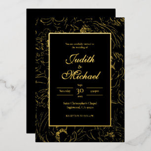Schwarze Gold Deluxe-Abendhochzeit Folien-Einladun Folieneinladung
