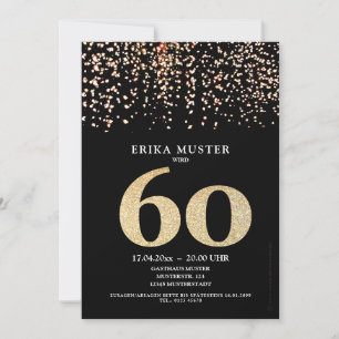 Schwarze Gold-Design Einladungen 60. Geburtstag