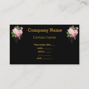 SCHWARZE GOLD FLORAL MODERNE GESCHÄFTSKARTE VISITENKARTE