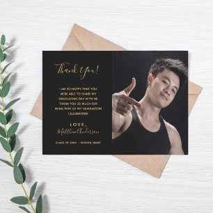 Schwarze Gold-Foto-Abschluss-Dankeskarten Einladung