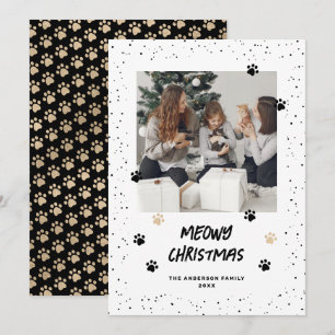 Schwarze Gold Foto Meowy Weihnachtskarte Feiertagskarte