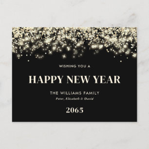 Schwarze Gold-Glitter-Foto-Neujahrspostkarte Feiertagspostkarte