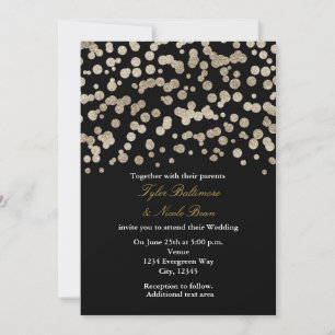 Schwarze & Gold Glitter-Punkt moderne Hochzeitsein Einladung