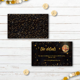 Schwarze Gold-Glitzer-Stern Disco-Kugel Hochzeitsd Begleitkarte