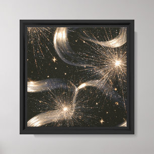 Schwarze Gold Glitzer Sterne Leinwanddruck