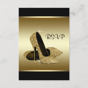 Schwarze Gold High Heel Schuh RSVP Karte