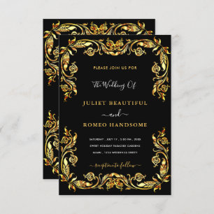 Schwarze Gold Hochzeitsvorlage Ihr Design Einladung