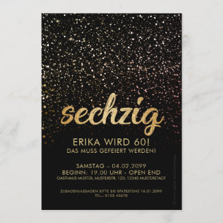 Schwarze Gold-Jubiläum Einladungen 60. Geburtstag