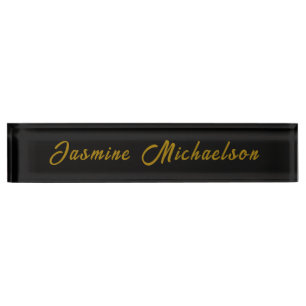Schwarze & Gold-Kalligrafie Minimalistisch Eigener Namensplakette