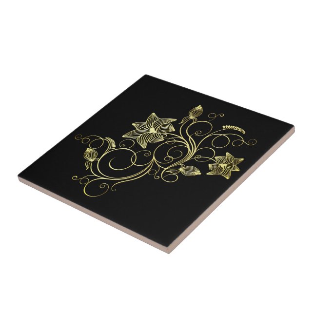 Schwarze Gold Keramik Tile mit Blume Farbe wählen Fliese (Seite)
