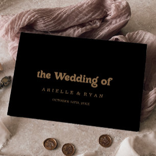 Schwarze Gold Klassische Minimal-Hochzeit Gästebuch