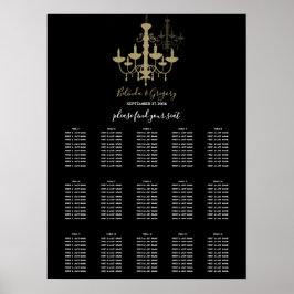 Schwarze Gold Kronleuchter Hochzeitskarte Poster