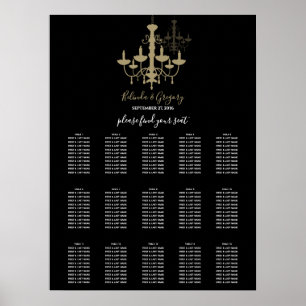 Schwarze Gold Kronleuchter Hochzeitskarte Poster