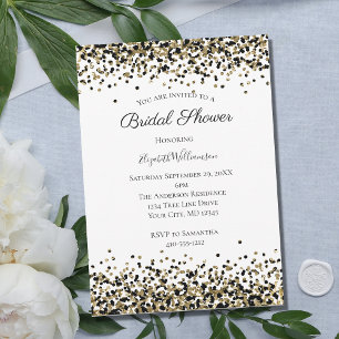 Schwarze Gold-Leoparden-Druck Glitter-Braut-Party Einladung