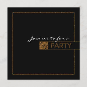 Schwarze & Gold Lux Glitter elegante PARTY-Einladu Einladung