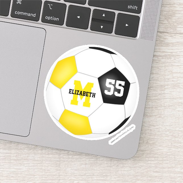 Schwarze Gold-Mannschaft Farben Jungs Fußball Aufkleber (Detail)