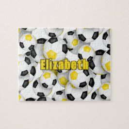 Schwarze Gold-Mannschaft Farben Jungs Fußball Puzzle