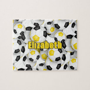 Schwarze Gold-Mannschaft Farben Jungs Fußball Puzzle