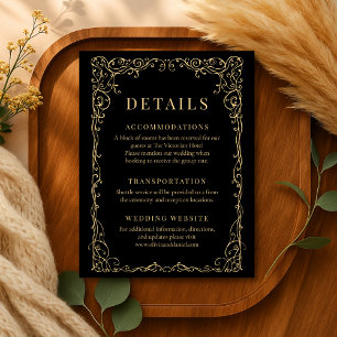 Schwarze Gold-Minimalist-Hochzeitsdetails Einladung