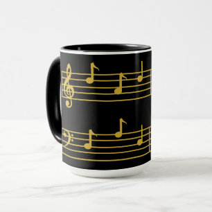 SCHWARZE GOLD MUSIKALISCHER VATER NOTEN TREBLE BAS TASSE