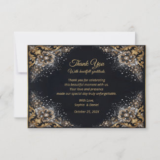 Schwarze Gold-Perlen-Diamant-Bogen-Luxus-Formality Dankeskarte
