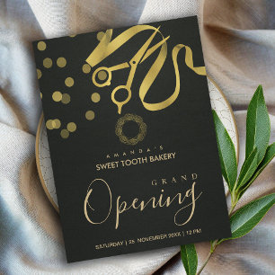 SCHWARZE GOLD RIBBON-SCHNITTUNG GRAND ÖFFNUNG EINL POSTKARTE