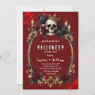Schwarze Gold-Schädel-Erwachsene-Halloween-Party-E Einladung