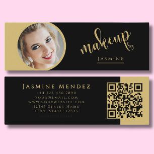 Schwarze Gold-Schönheits-Profi-MUA-Foto-QR Mini Visitenkarte