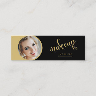 Schwarze Gold-Schönheits-Profi-MUA-Foto-QR Mini Visitenkarte