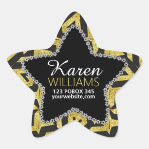 Schwarze+Gold Star benutzerdefinierte Namensaufkle Stern-Aufkleber